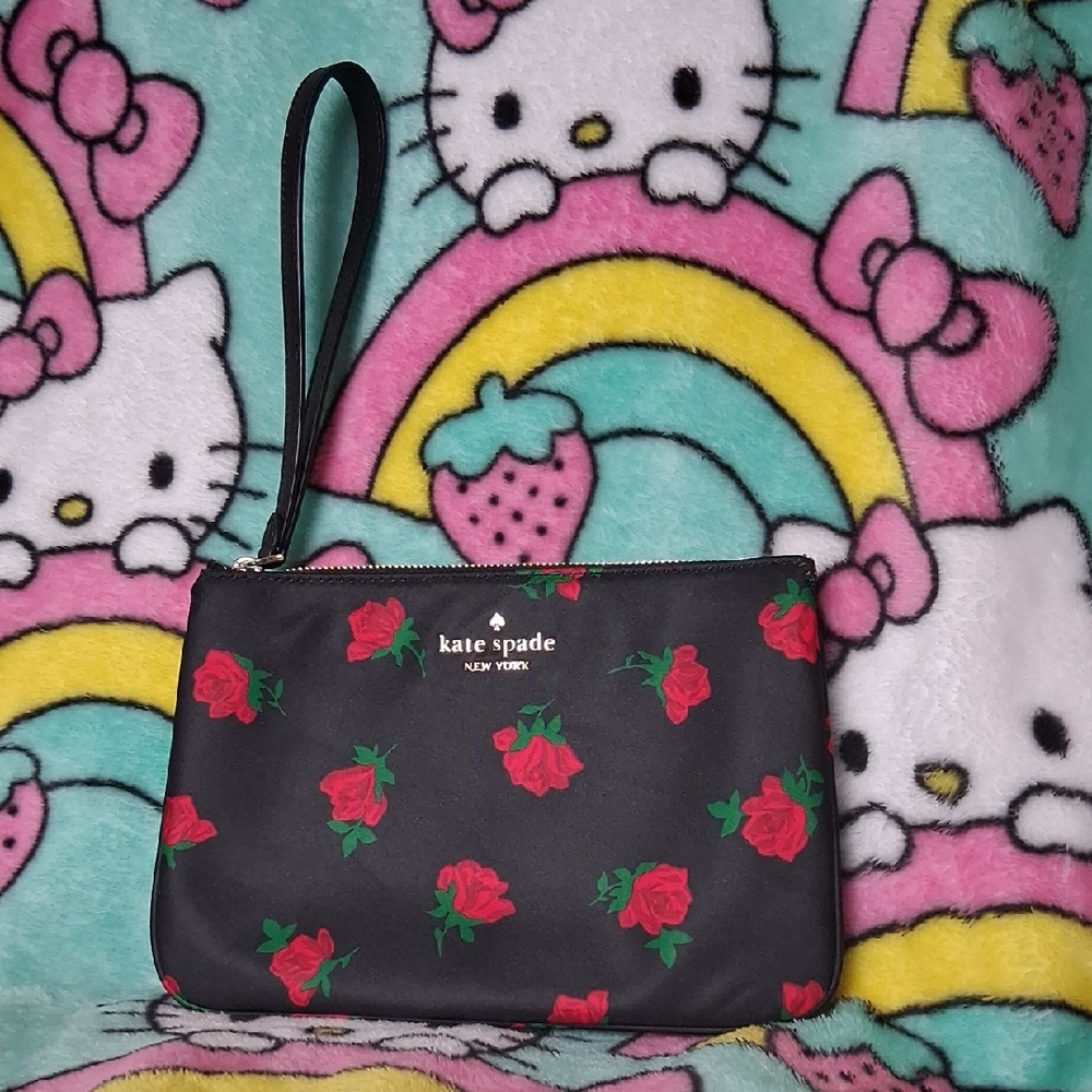 Kate Spade Floral Black Wristlet